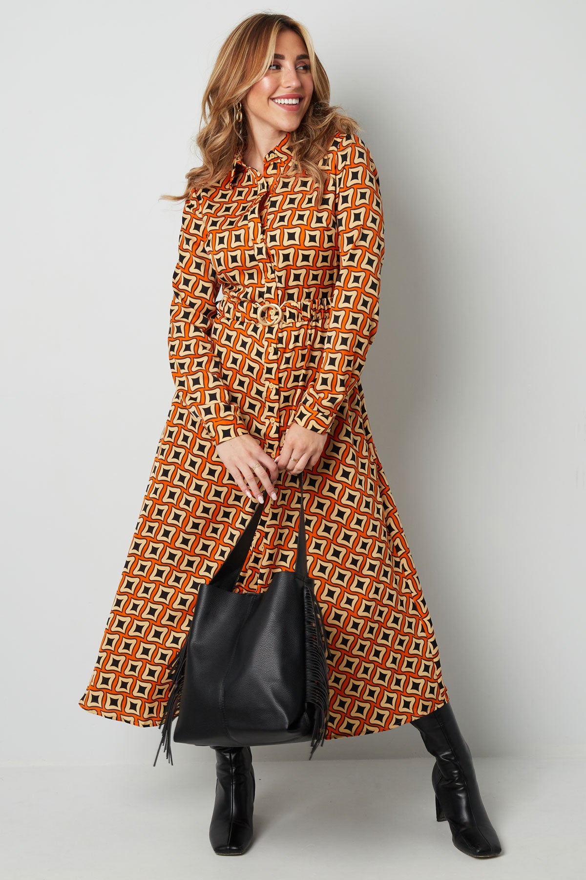 Maxikleid mit Retro-Print in Grün