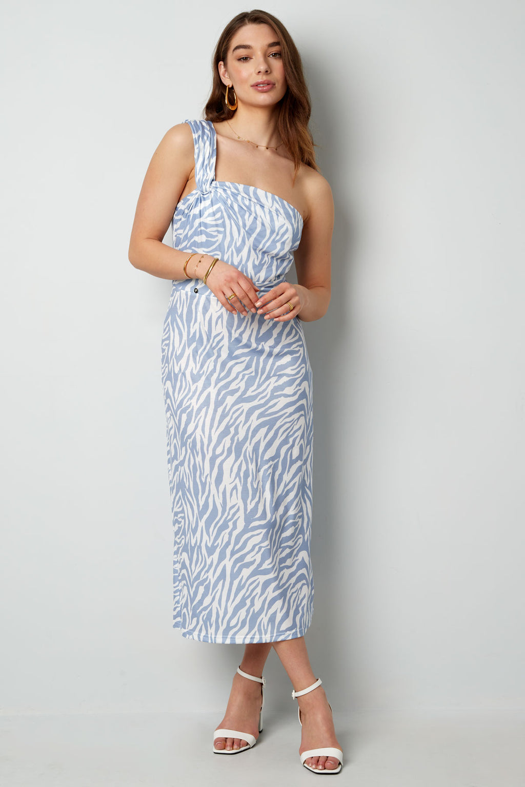 One-Shoulder-Zebrakleid