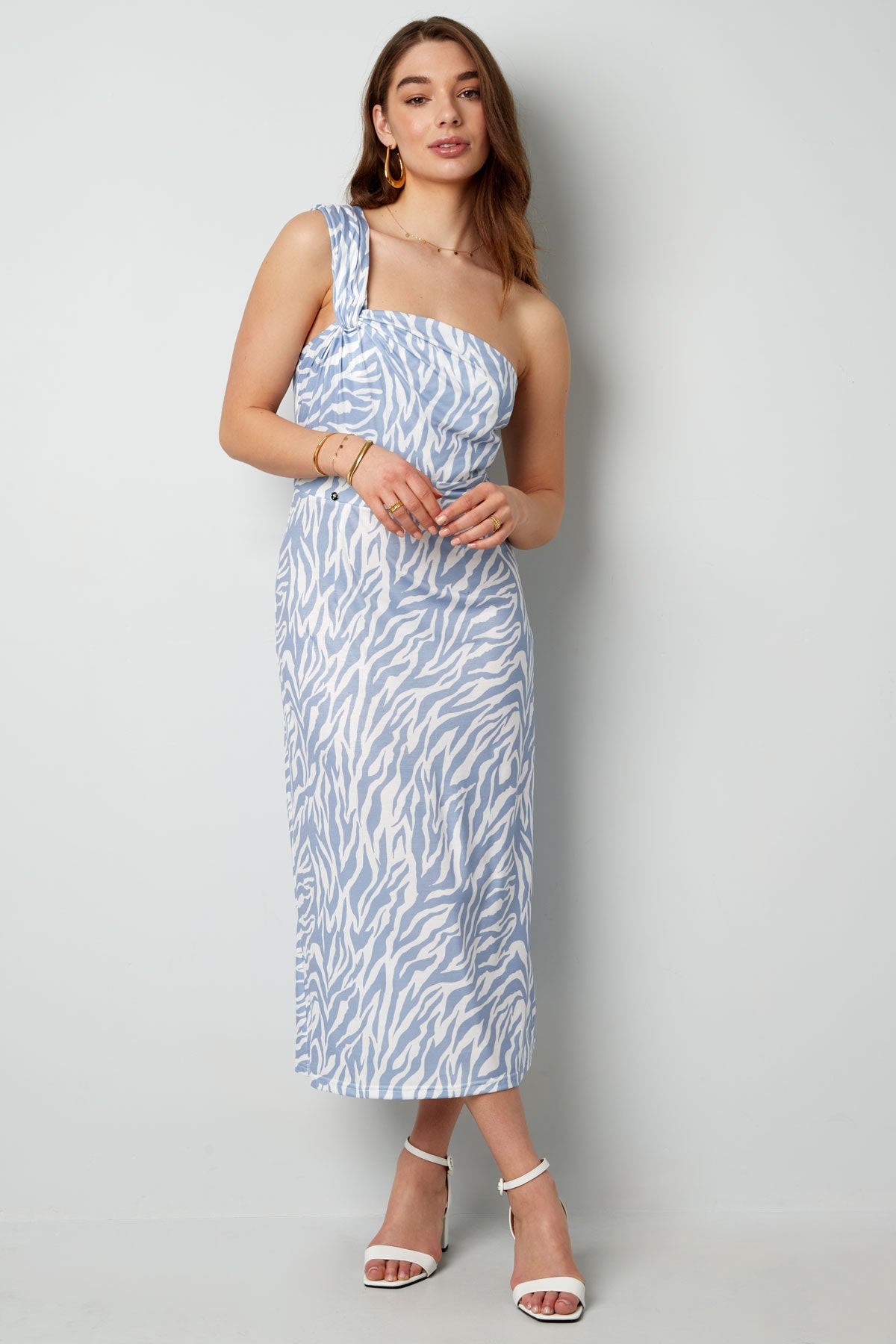 One-Shoulder-Zebrakleid