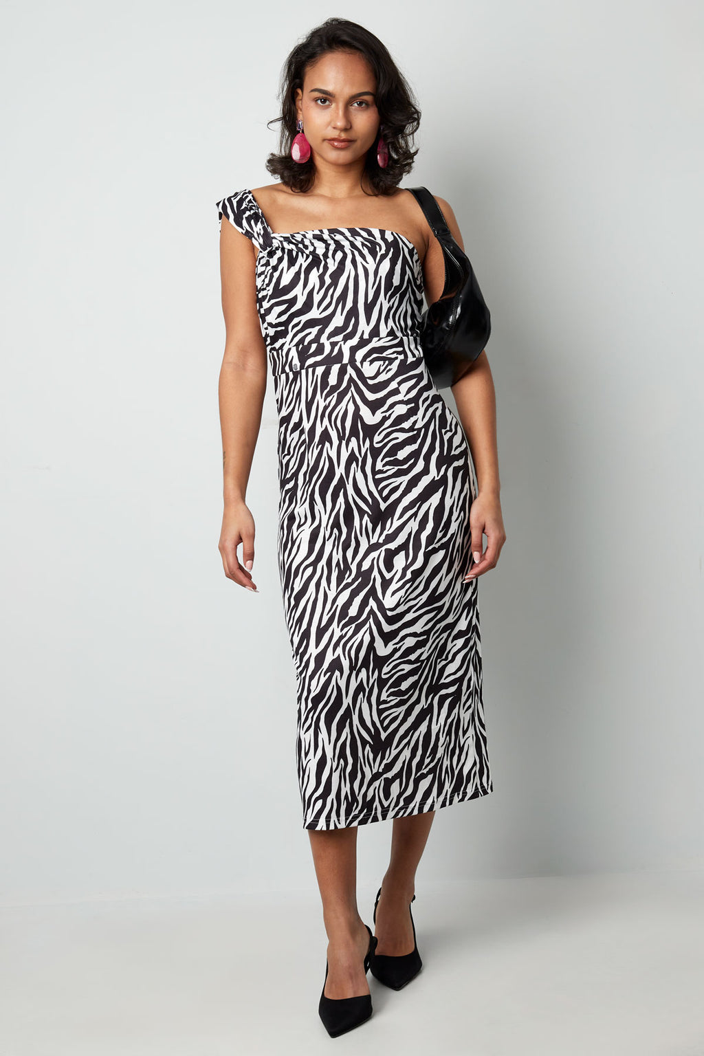 One-Shoulder-Zebrakleid