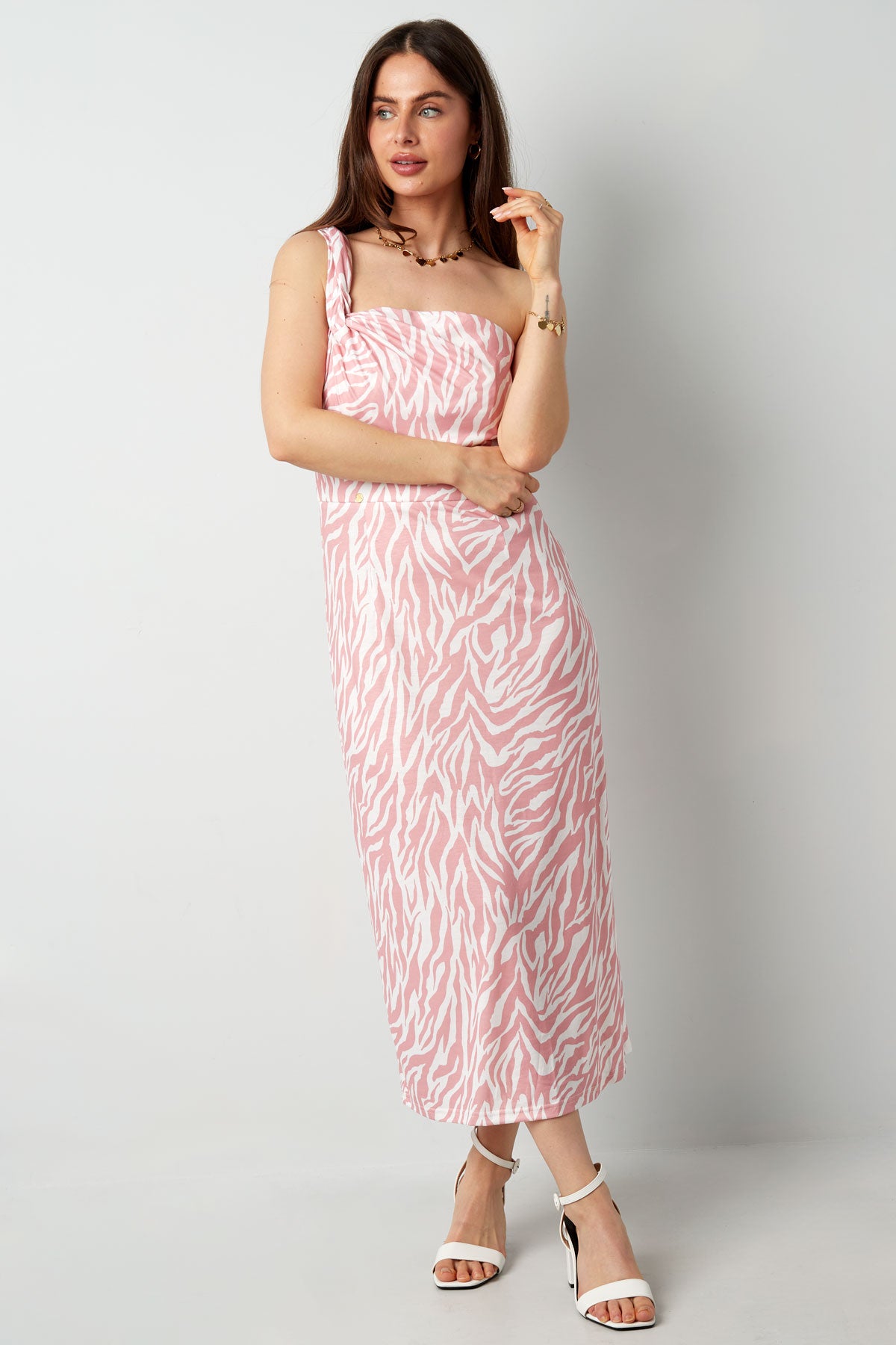 One-Shoulder-Zebrakleid