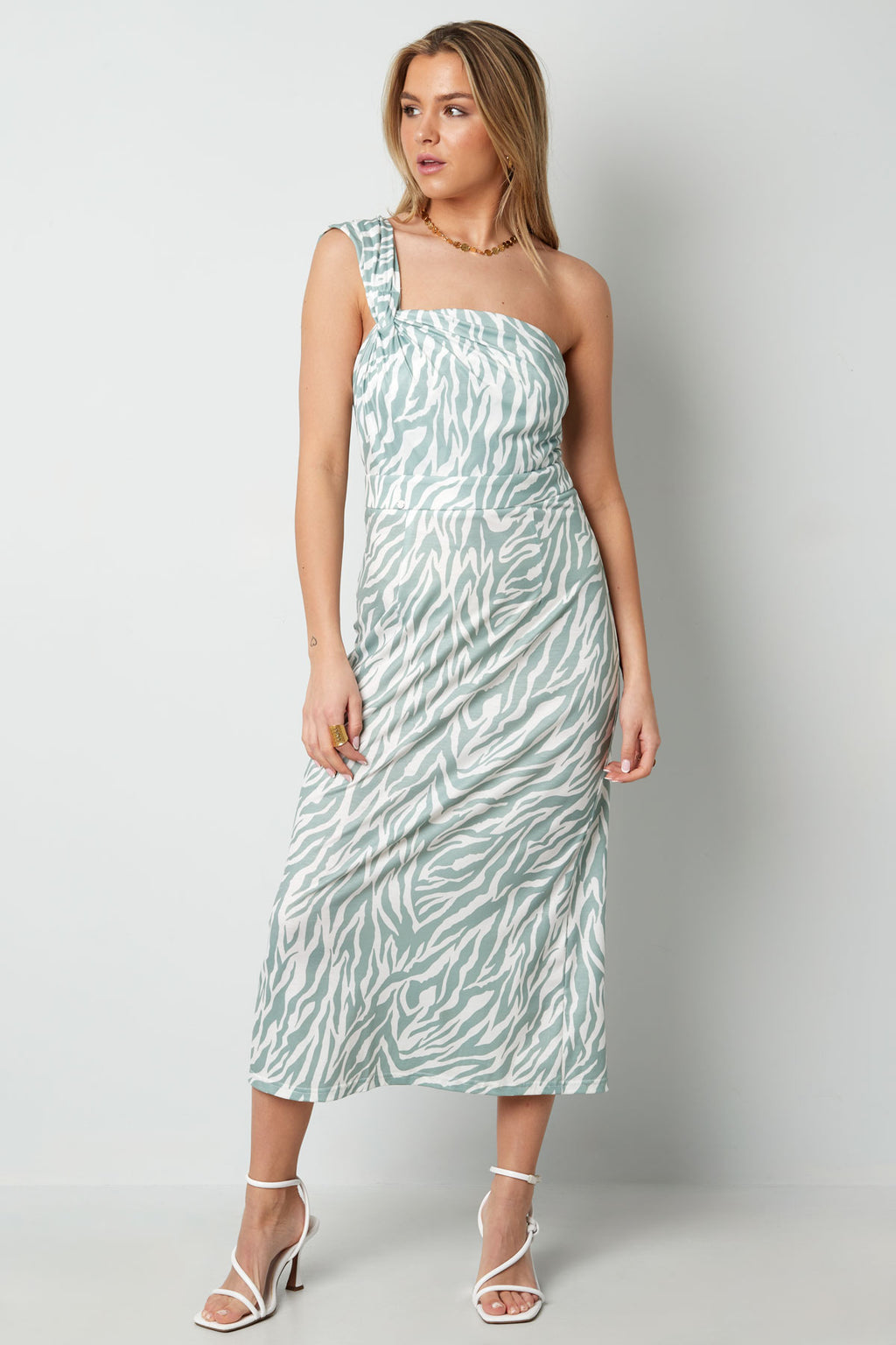 One-Shoulder-Zebrakleid