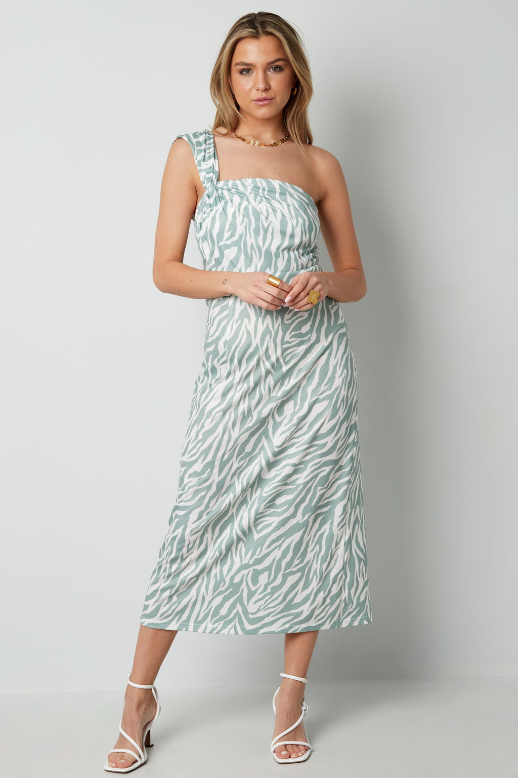 One-Shoulder-Zebrakleid