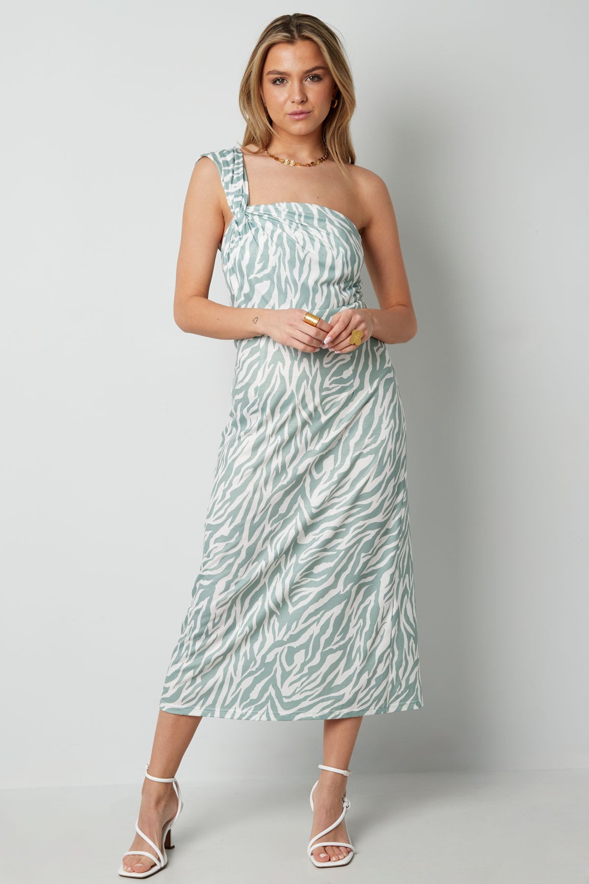 One-Shoulder-Zebrakleid