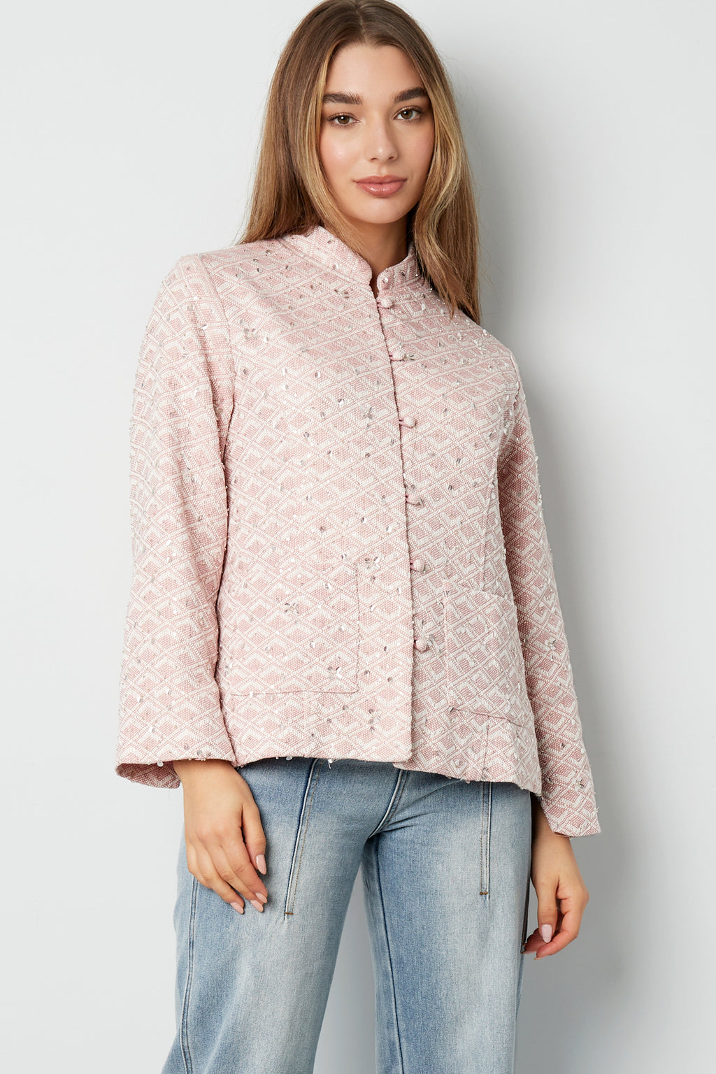 Stoffjacke mit Glitzer