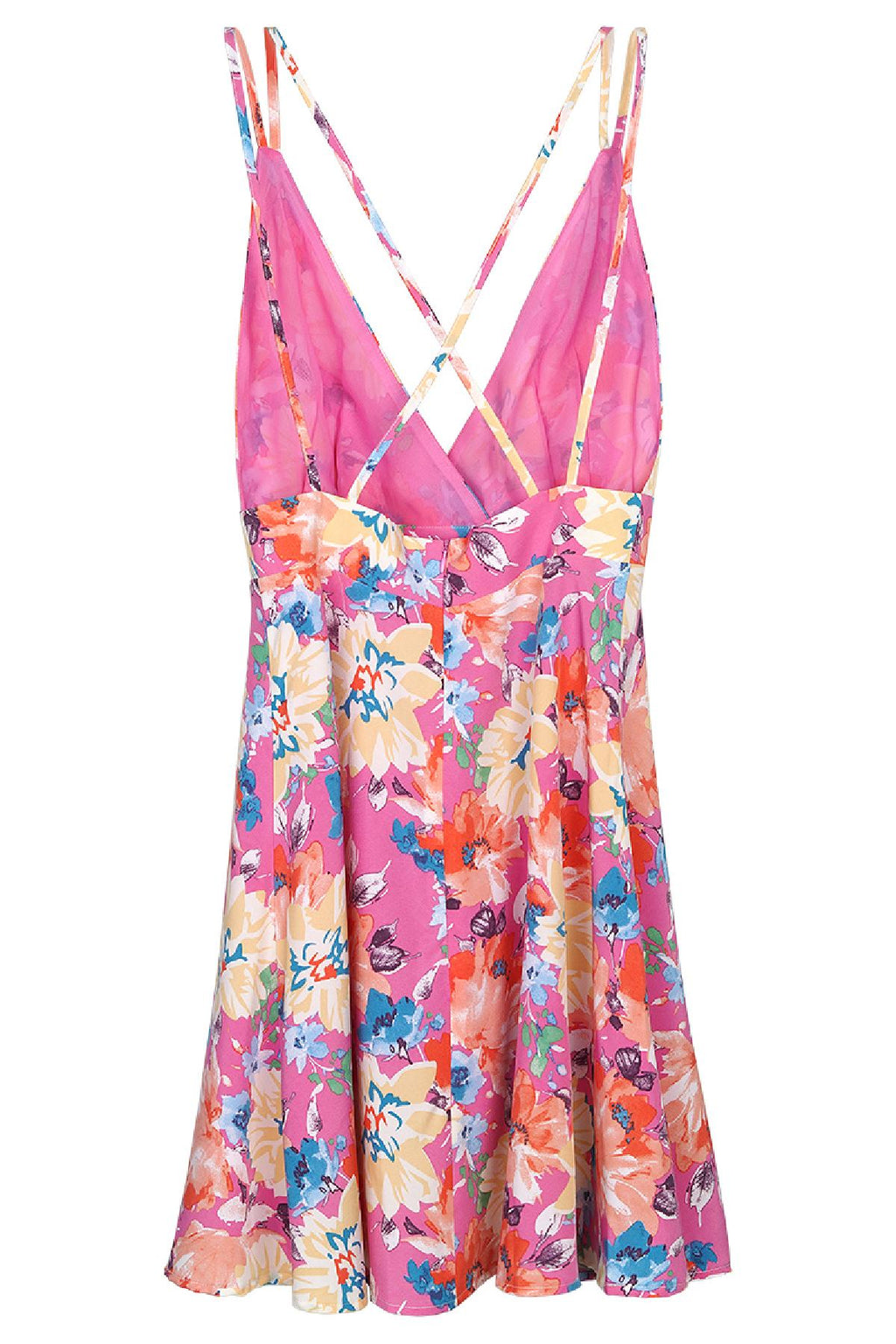 Sommerkleid mit Blumen Rosa Multi XS