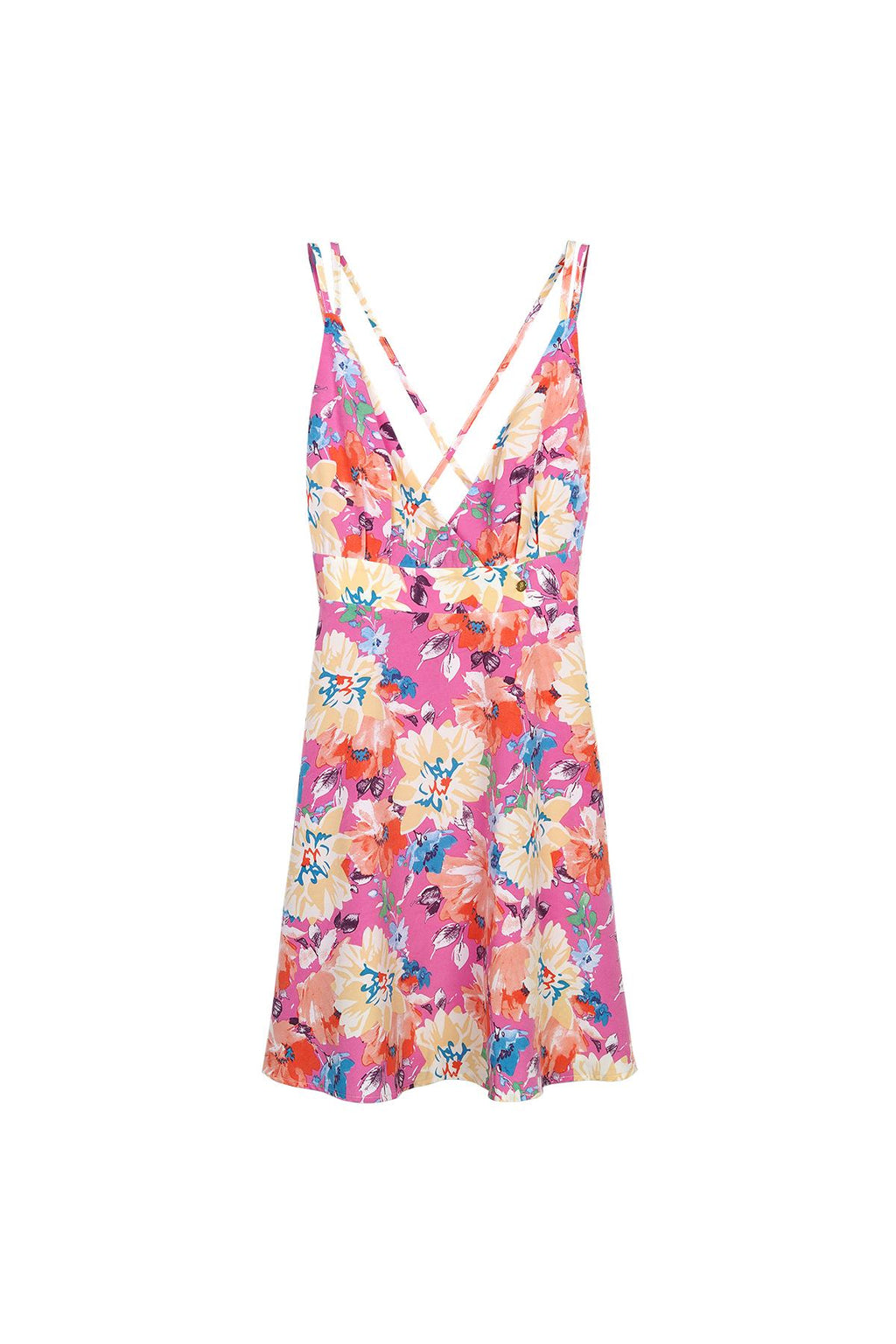 Sommerkleid mit Blumen Rosa Multi XS