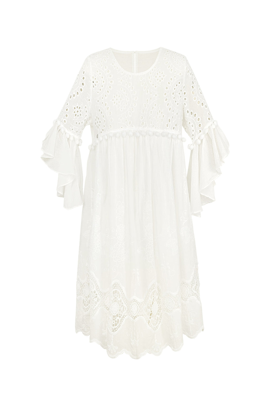 Kleid mit bestickten Details in Weiß