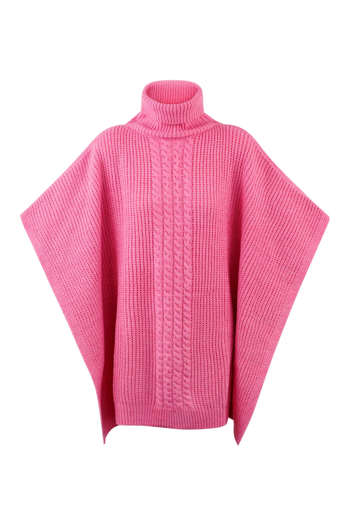 Einfach gestrickter Poncho – rosa