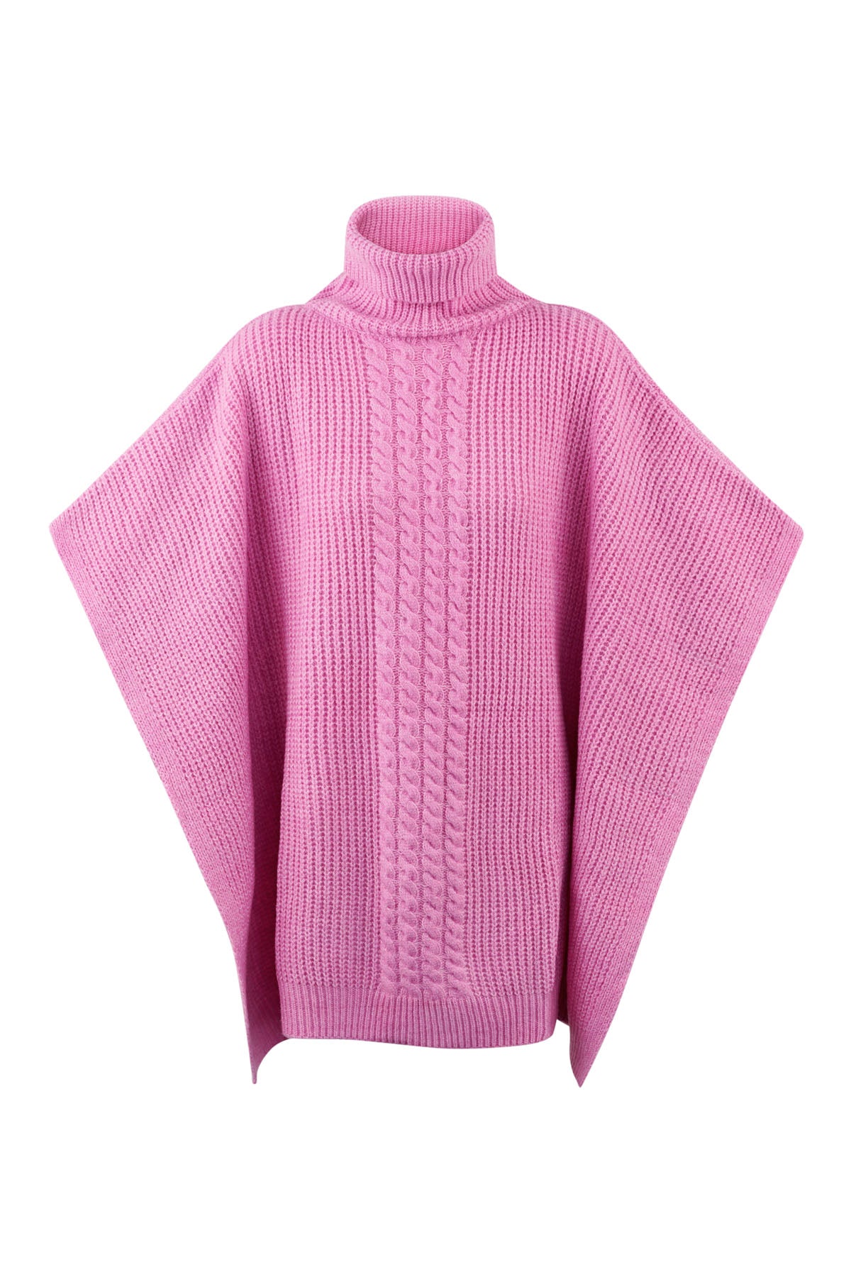 Einfach gestrickter Poncho – rosa