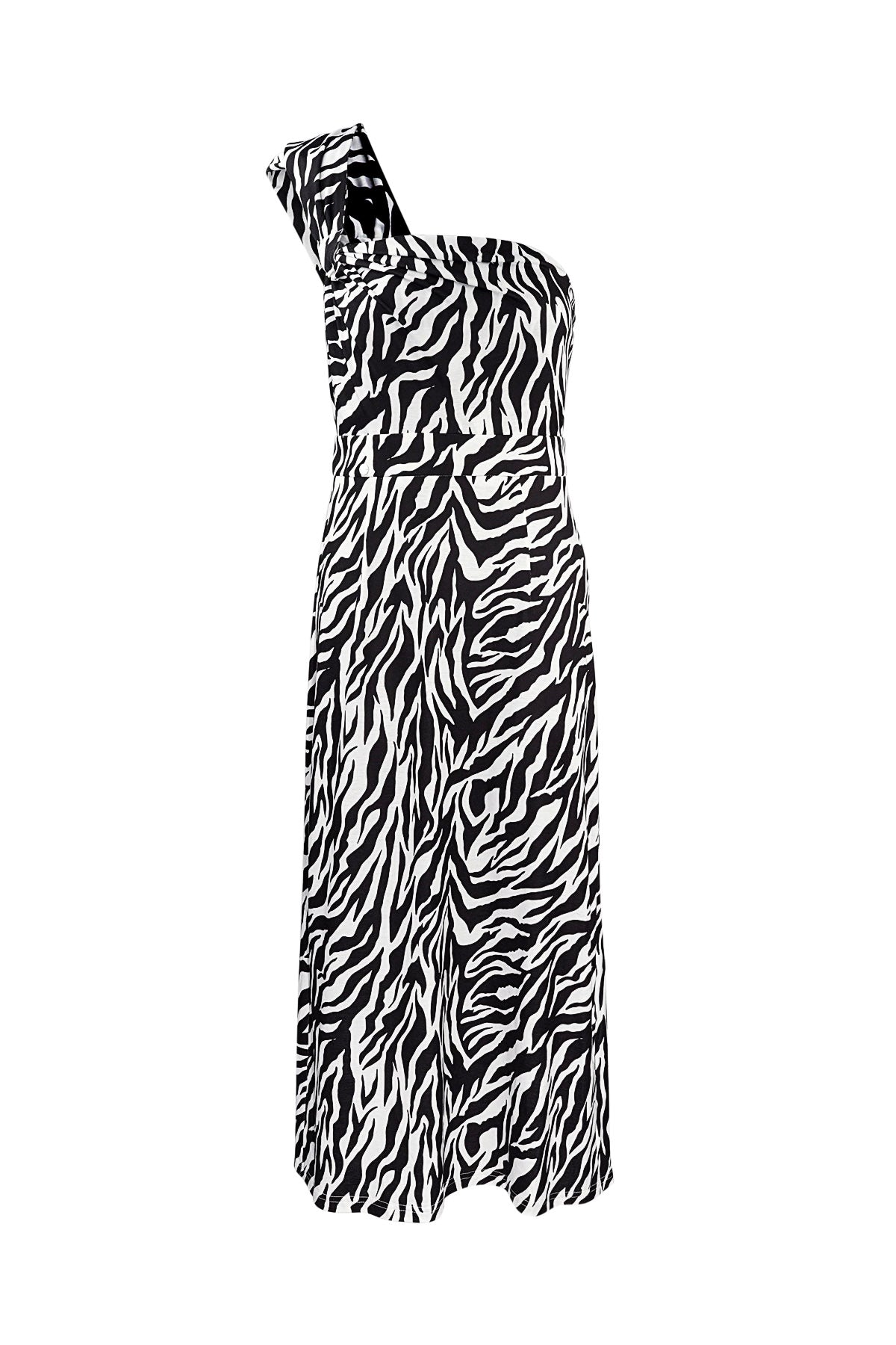 One-Shoulder-Zebrakleid
