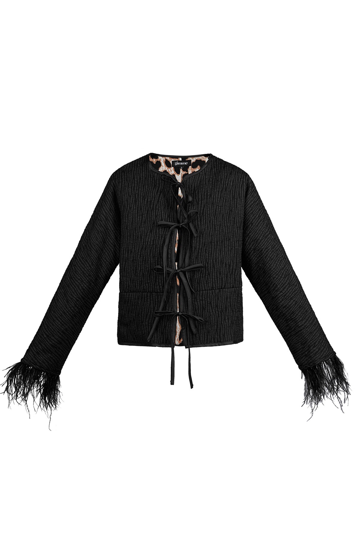 Federjacke mit schwarzem Panther-Print