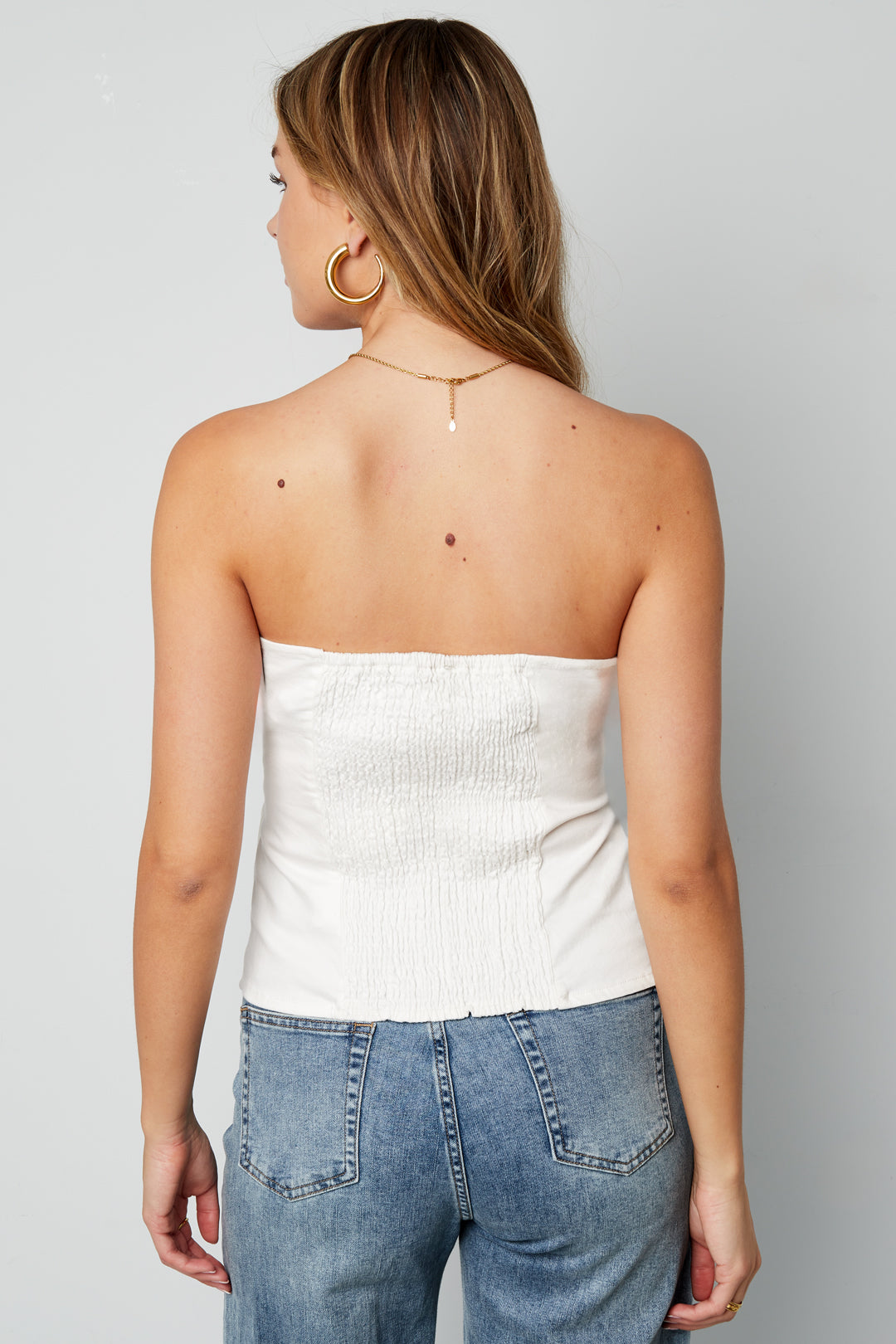 Jeans-Tube-Top mit Spitze