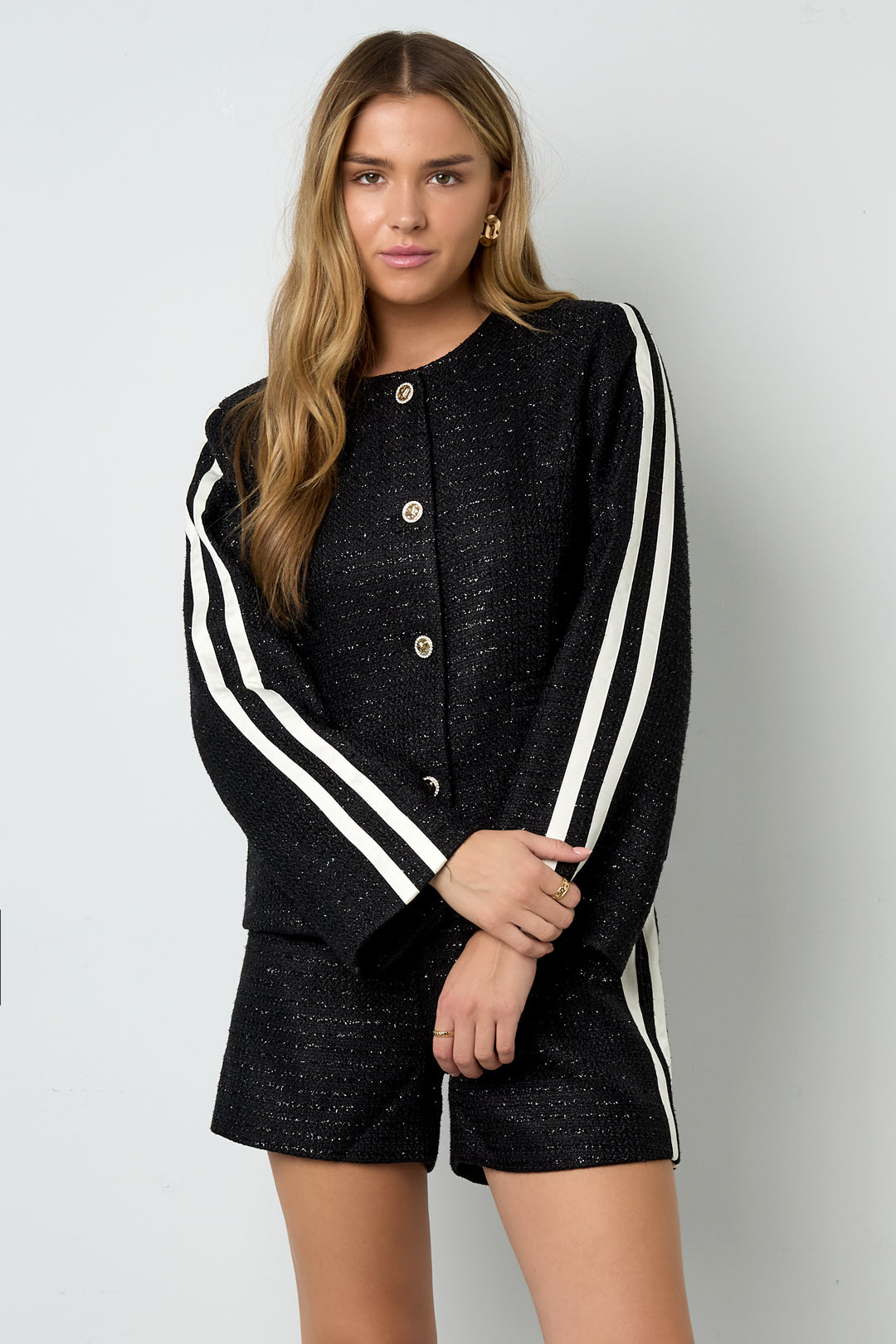 Shorts aus Lurex-Tweed